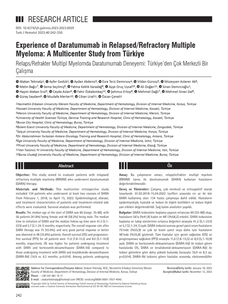Experience of Daratumumab in Relapsed Refractory Multiple Myeloma | PDF ...