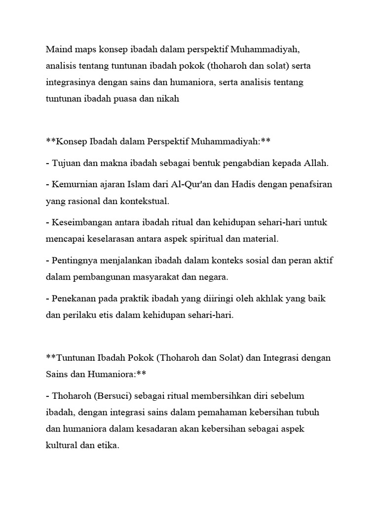 Maind Maps Konsep Ibadah Dalam Perspektif Muhammadiyah | PDF | Agama ...