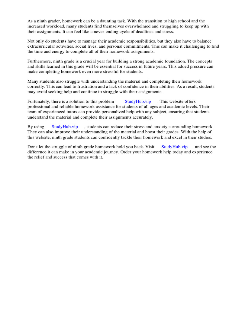 Ninth Grade Homework | PDF | Worksheet | Homework