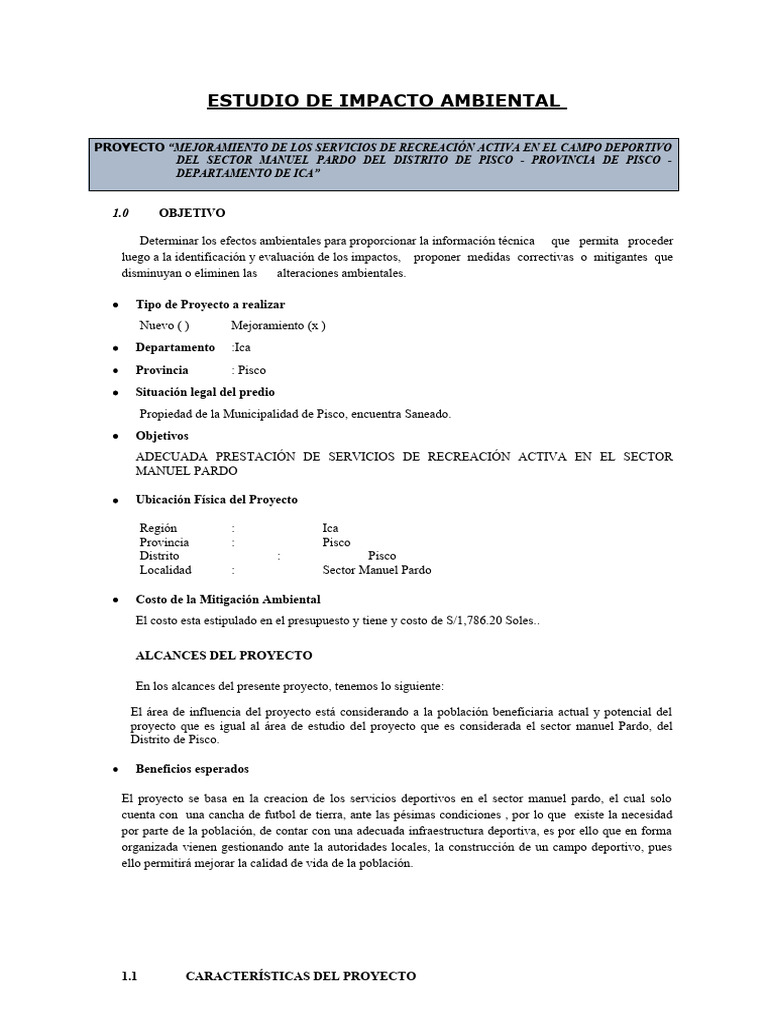Estudio de Impacto Ambiental en Pisco | PDF | Desierto | Evaluación de ...