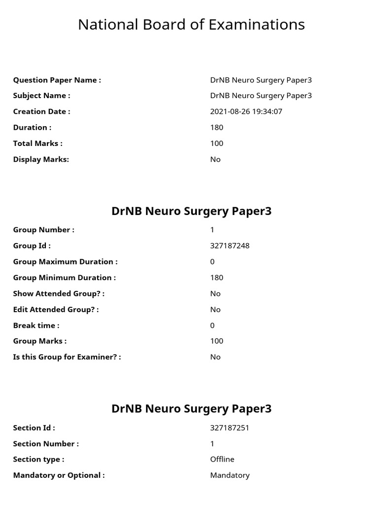 DrNB Neuro Surgery Paper 3 Exam Guide | PDF | Neurosurgery | Surgery