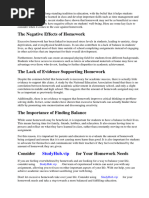 Case Against Homework Fact Sheet