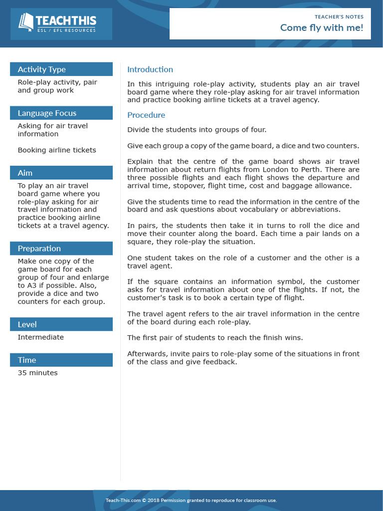 Airport Board Game Come Fly With Me | PDF | English As A Second Or ...
