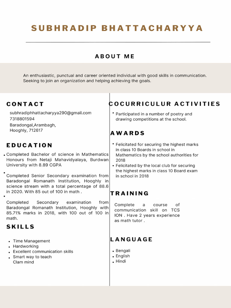 Subhradip Math Resume | PDF