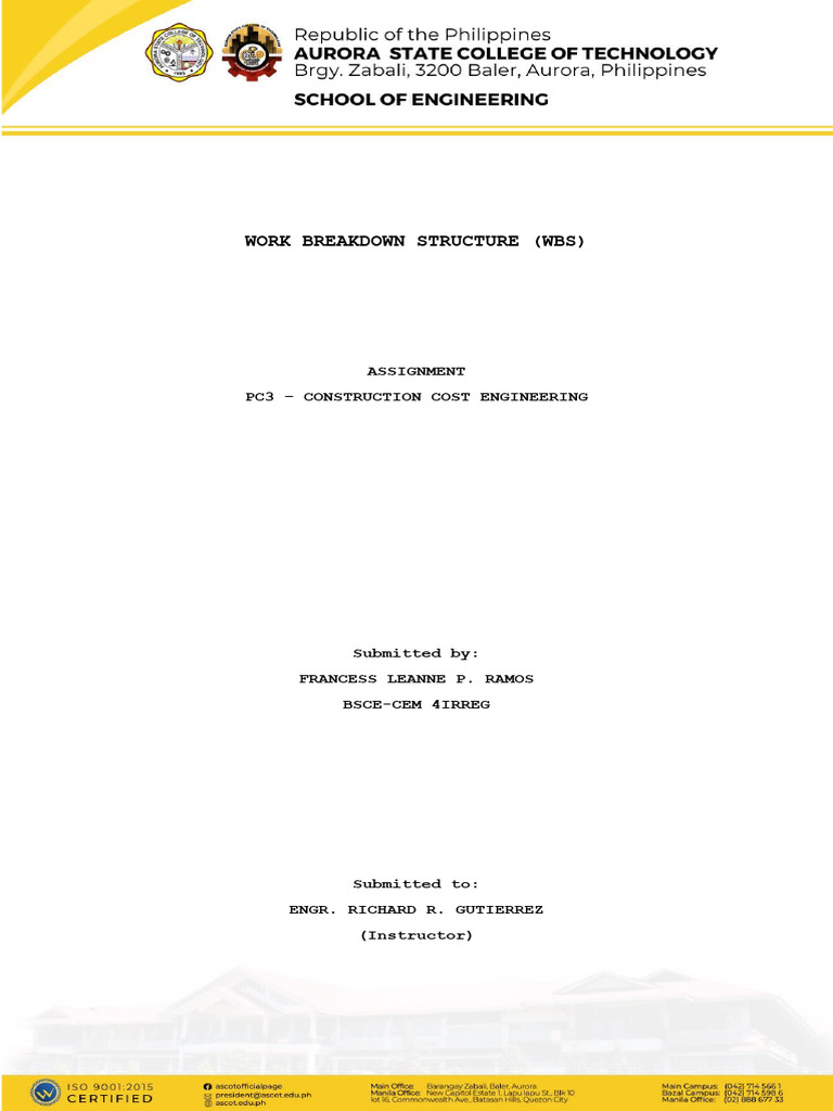 Work Breakdown Structure | PDF | Project Management