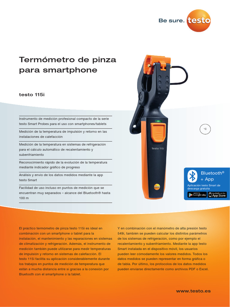 Testo 115i Pinza Amperometrica Termometrica Wireless – Sonda Per Tubo Professionale