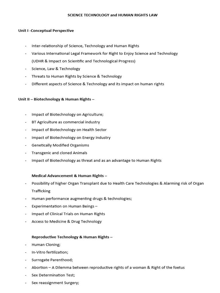 Science Technology and Human Rights Law | PDF | Social Science | Self ...