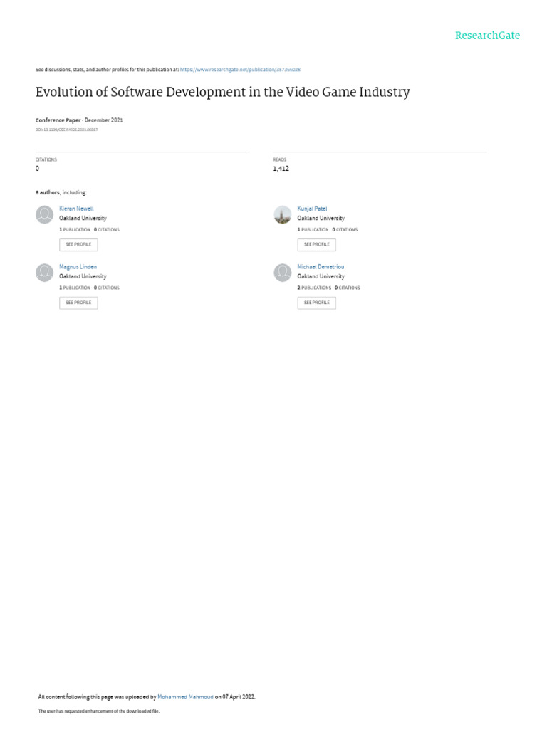 Evolution of Software Development in The Videogame Industry | PDF ...