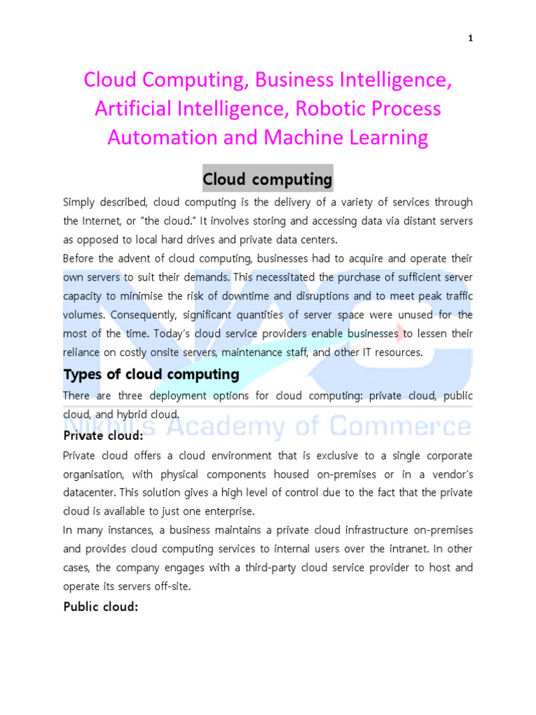Cloud Computing and AI Overview | PDF | Cloud Computing | Machine Learning