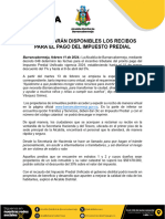 Boletin de Prensa 052 Pago Del Impuesto Predial