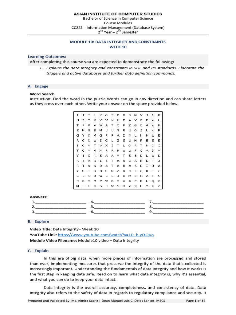 Data Integrity and SQL Constraints Guide | PDF | Databases | Sql