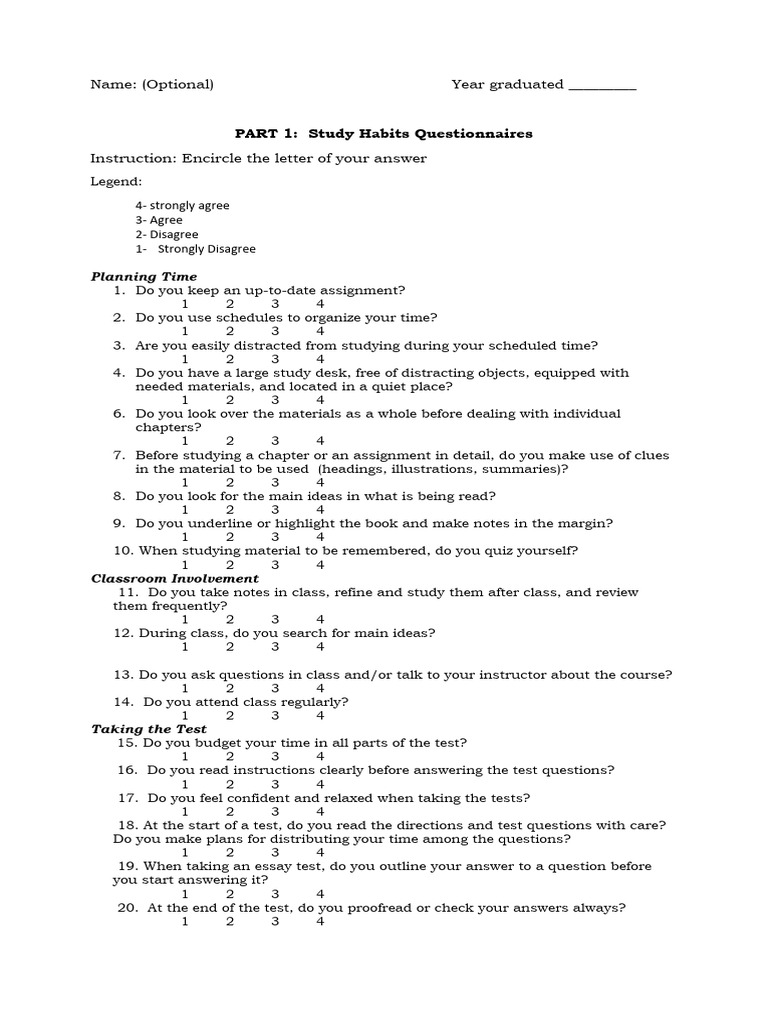 Study Habits and LET Performance Survey | PDF