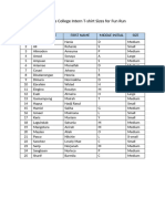 St. Peter's College Intern T-Shirt Sizes For Fun Run