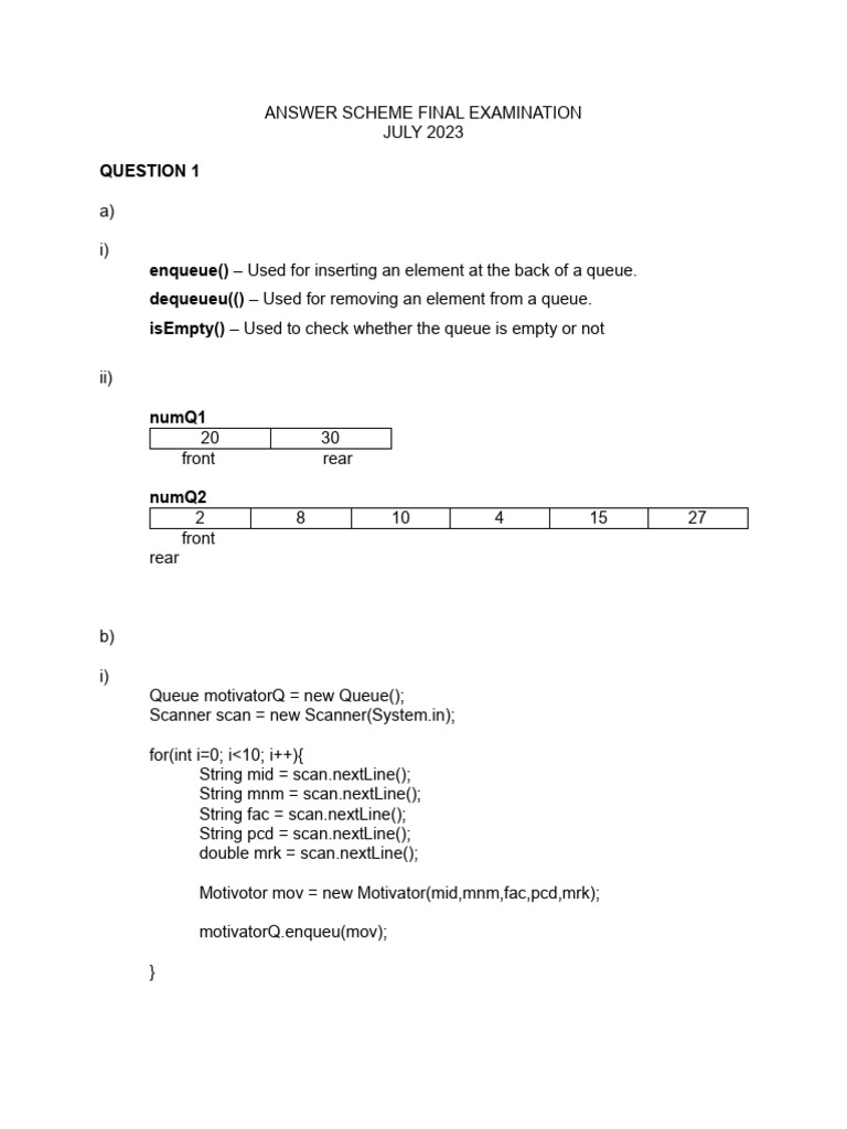 Computer Science Exam Key | PDF | Queue (Abstract Data Type ...