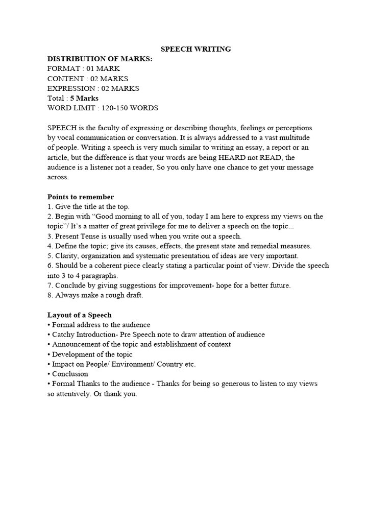 Speech Writing Guidelines and Examples | PDF | Literacy | Adult Education