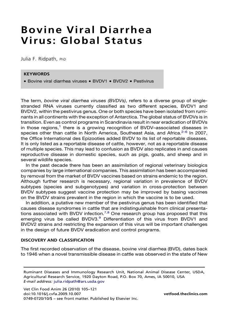 Julia F. Ridpath (2010) - Bovine Viral Diarrhea Virus Global Status ...