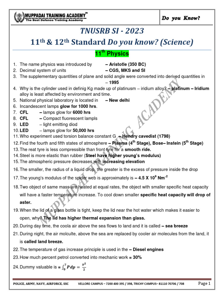 Science Questions for 11th & 12th Grade | PDF | Compact Fluorescent ...