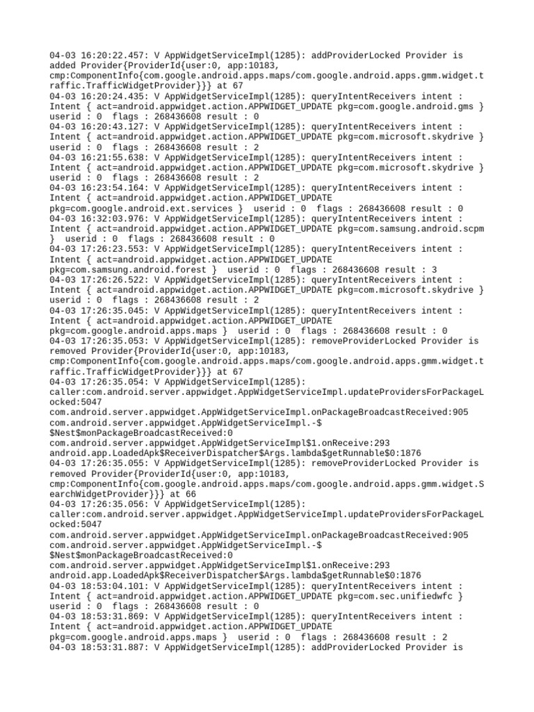 Appwidget History Log0 | PDF | System Software | Information Retrieval ...