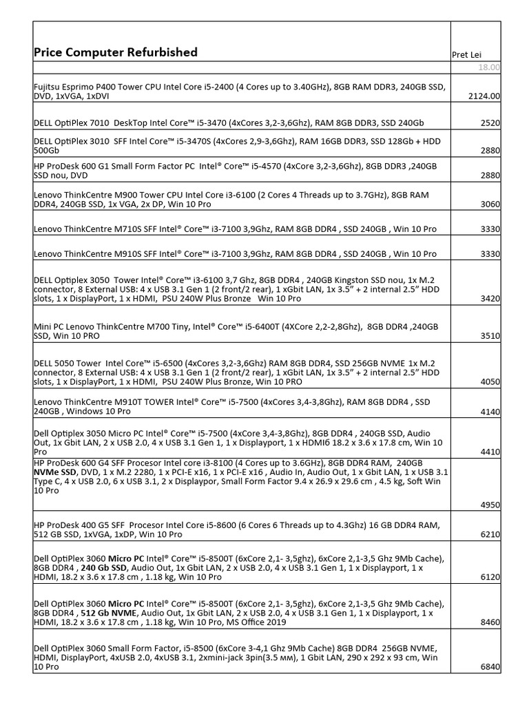 Price Refurb 19.02.24 | PDF | Usb | Solid State Drive
