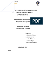 Impacto de La Mala Calidad Del Sueño en La Vida de Los Estudiantes Universitarios