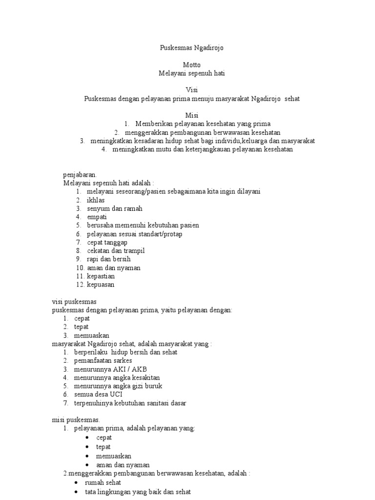 Visi Dan Misi Puskesmas