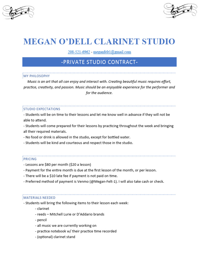 Private Studio Contract | PDF