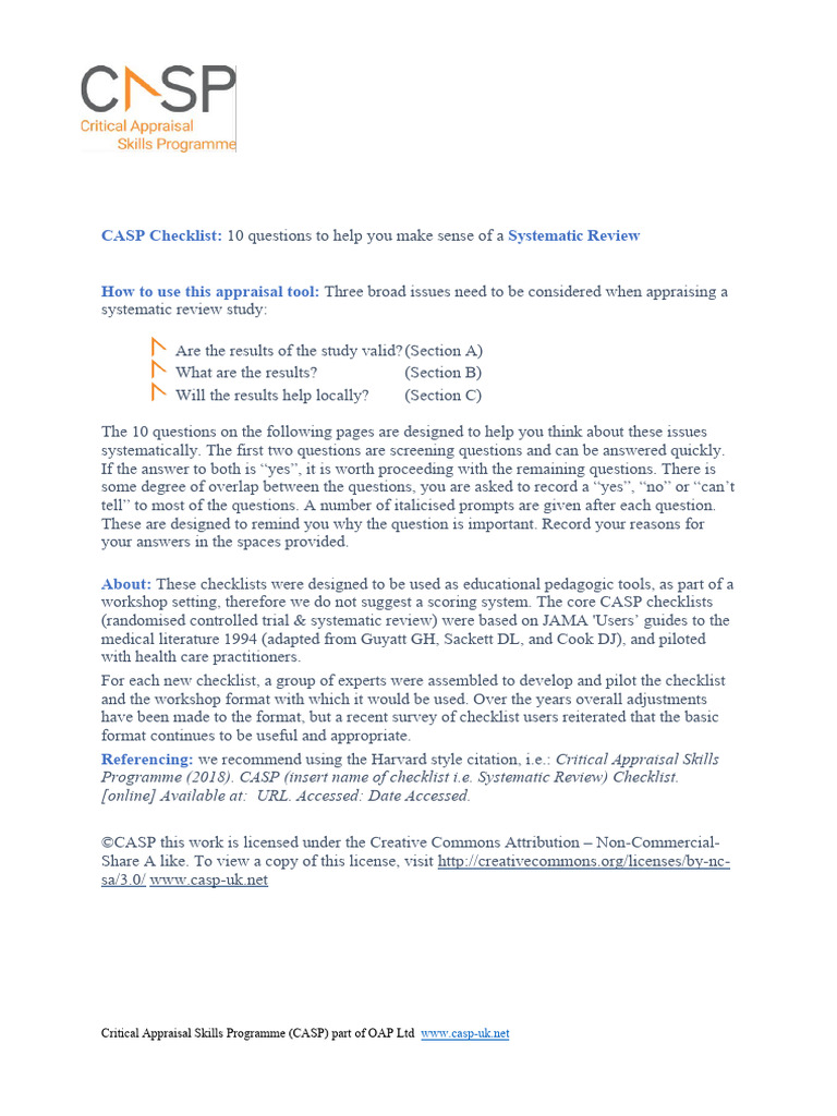Casp Systematic Review SYEKAH | PDF | Systematic Review