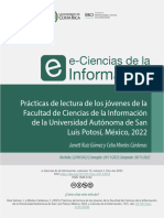 Prácticas de Lectura de Los Jóvenes de La Facultad de Ciencias de La Información de La Universidad Autónoma de San Luis Potosí, México, 2022