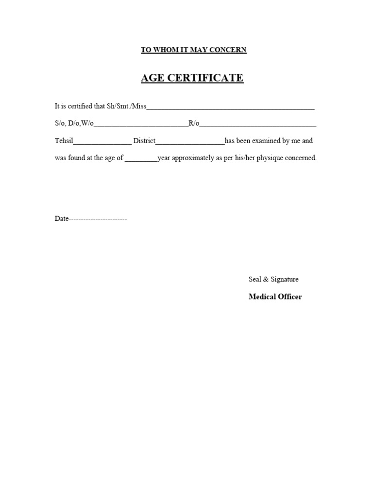 Age Certificate Issuance Template | PDF | Social Science | Law