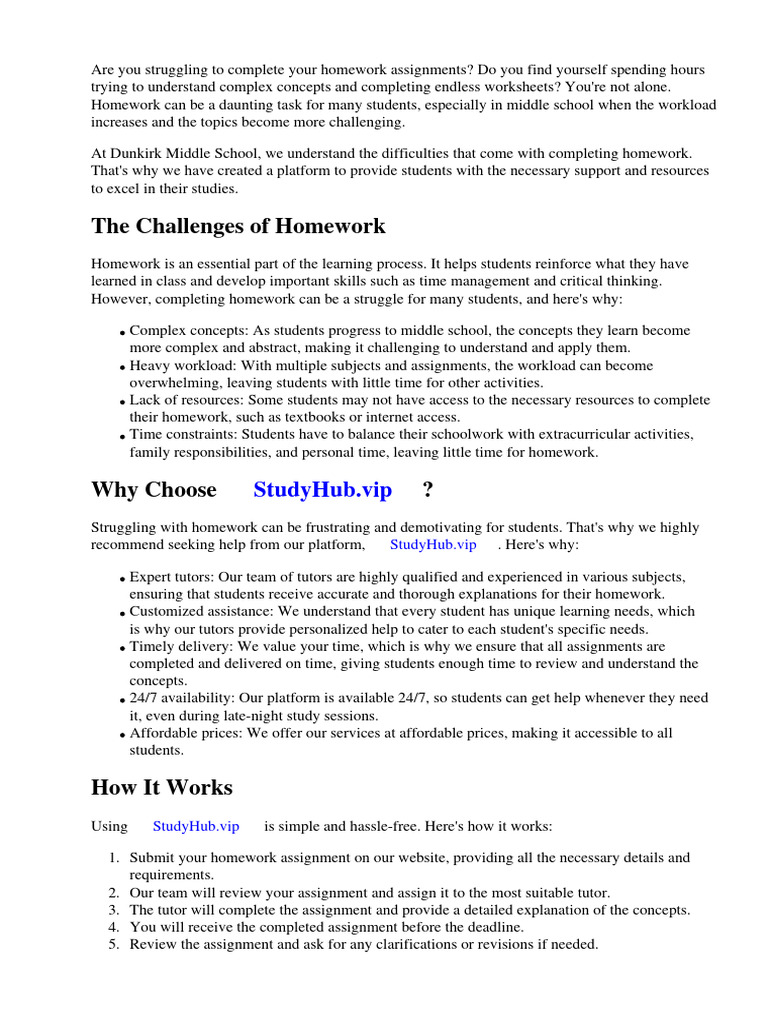 Dunkirk middle school homework pdf homework