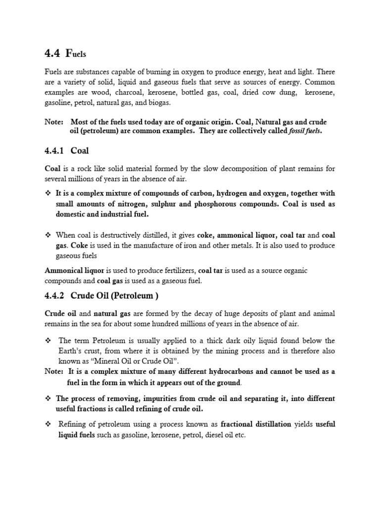 Grade 8 Chemistry Note For Lessons 1 8 Pdf Mole Unit Fuels