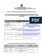 1ª Lista de Vagas Remanescentes - Campus Natal Central