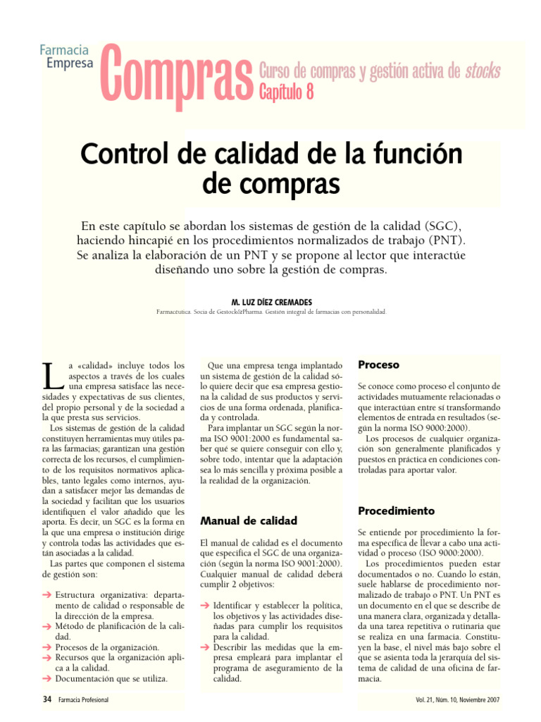 CALIDAD EN COMPRAS | PDF | Calidad (comercial) | Gestión de la calidad