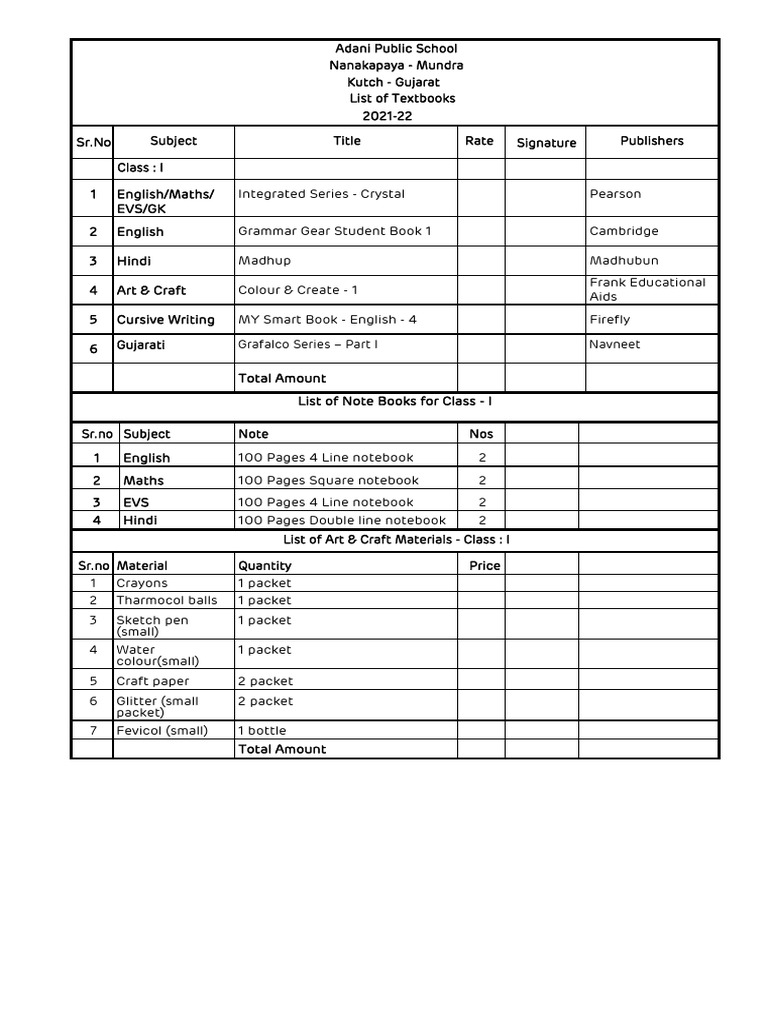 Adani Public School Textbooks 2021-22 | PDF | Notebook | Gujarat