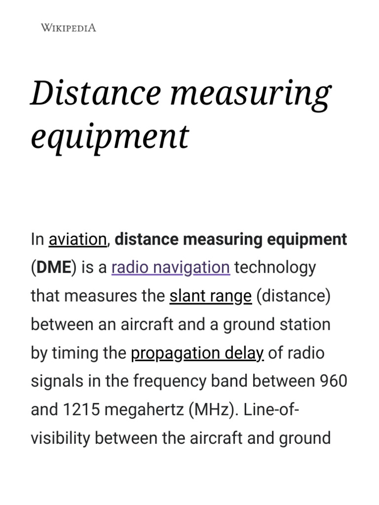 DME: Aviation Distance Measurement System | PDF | Telecommunications ...
