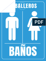 Documento A4 Letrero Señalización Baños Hombre Mujer Negocio Iconos Azul