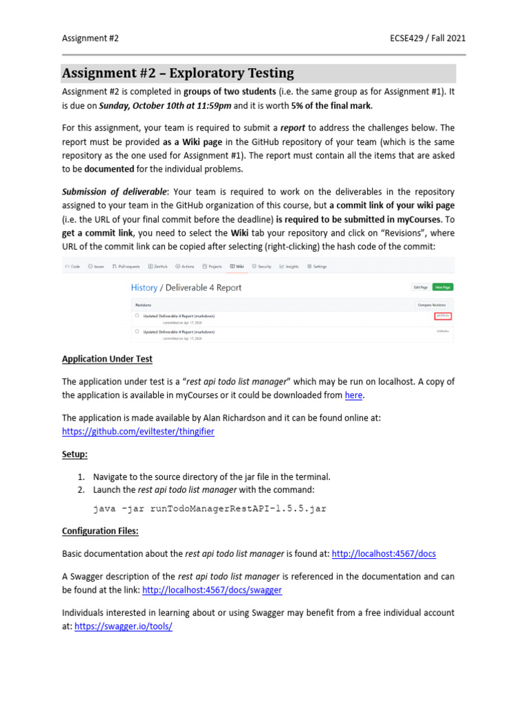 ECSE429 Assignment 2 | PDF | Wiki | Computer Science