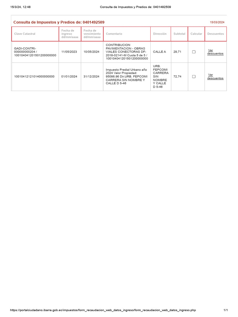 Consulta de impuestos y predios de 0401492509 pdf