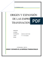 ORIGEN Y EXPANSION DE LAS EMPRESAS TRANSNACIONALES