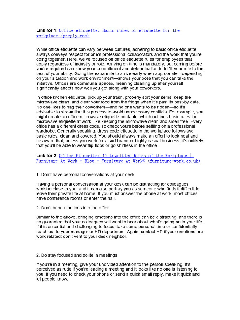 Office Etiquette PDF Corporate Social Responsibility Communication