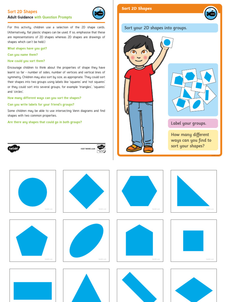 Sorting 2D Shapes Activity Guide | PDF | Shape | Euclidean Plane Geometry