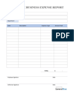 Employee Business Expense Report Template