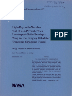 NASA Technical Reports Server (NTRS) 19930020260 High-Reynolds-Number Test of a 5-Percent-Thick Low-Aspect-Ratio Semispan Wing in the Langley 0.3-Meter Transonic Cryogenic