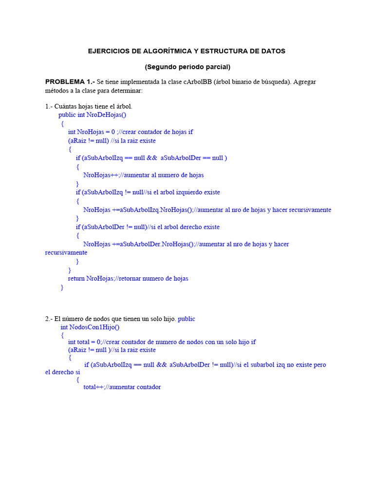 Ejercicios Árboles BB EN C+ | PDF | Algoritmos y Estructuras de Datos ...