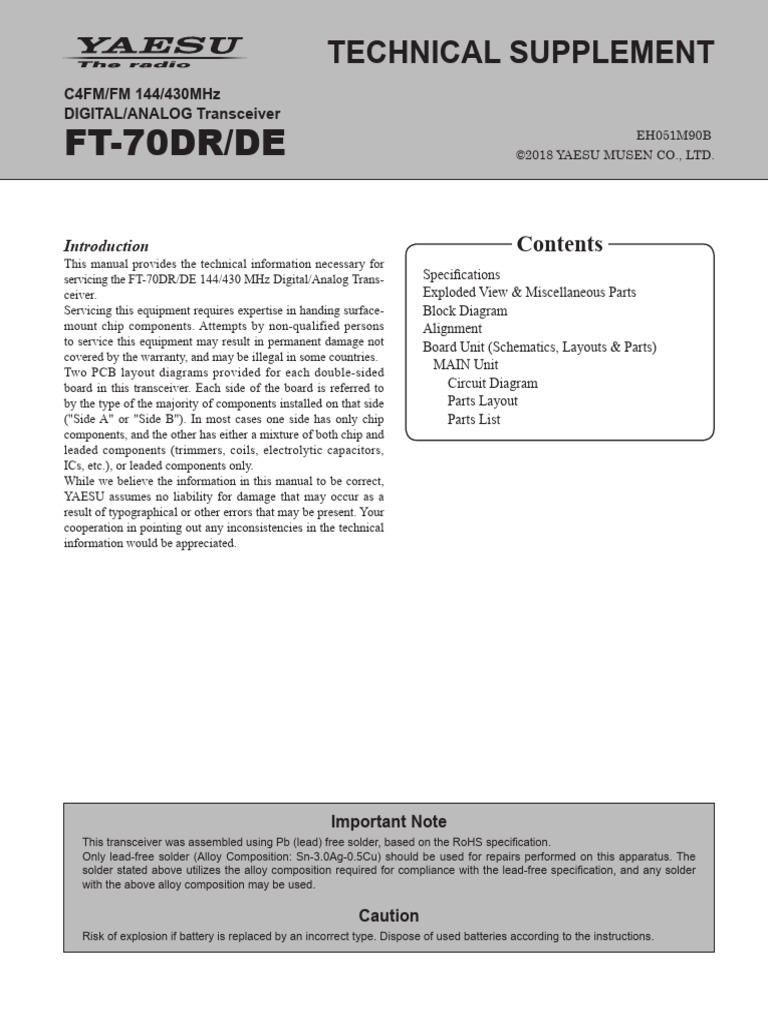 Yaesu FT-70DR - Service Manual | PDF | Frequency Modulation ...