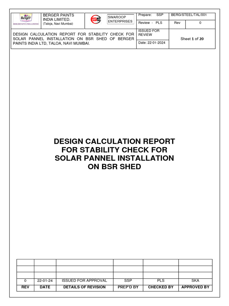 Solar Panel Stability Report for BSR Shed | PDF | Truss | Shed