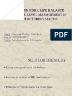 A Study On Work Life Balance For Middle Level Management in Manufacturing Sector