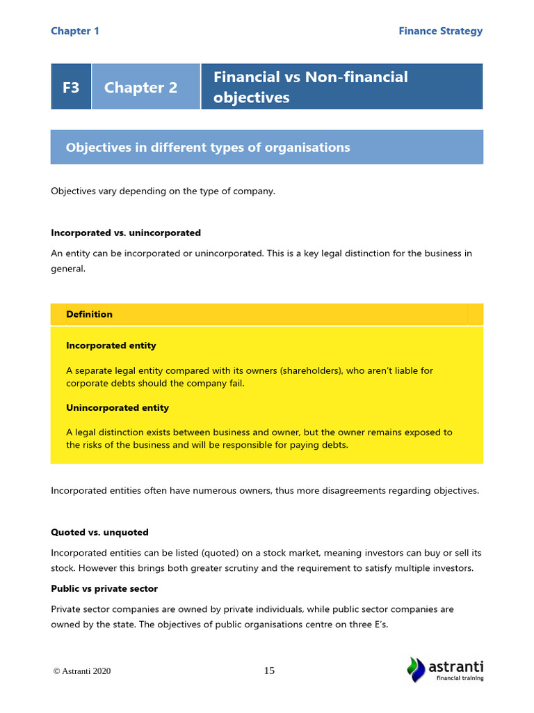 Financial vs Non-Financial Objectives | PDF | Business | Dividend