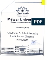 Mewar Niversity: Academic & Administrative Audit Report (Internal)
