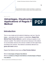 Advantages, Disadvantages and Applications of Regula Falsi Method